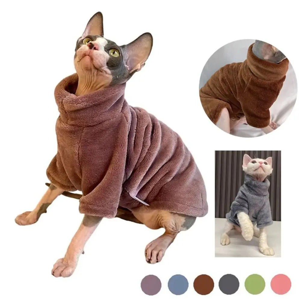 Trendy Fleece Warm Winter Puppy Clothes Fluffy Soft Cat Sweatshirt Solid Color Turtleneck Pet Supplies Chihuahua Outfits