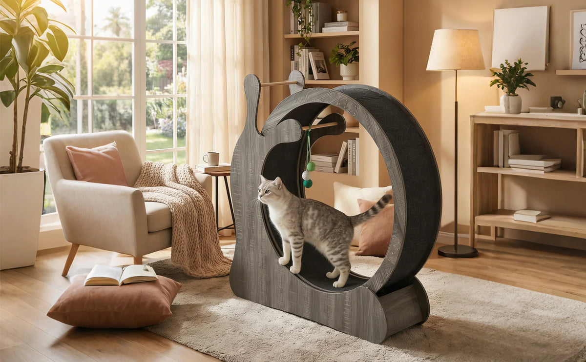 BelleVie RunArc Cat Exercise Wheel | Quiet Wood Indoor Runner