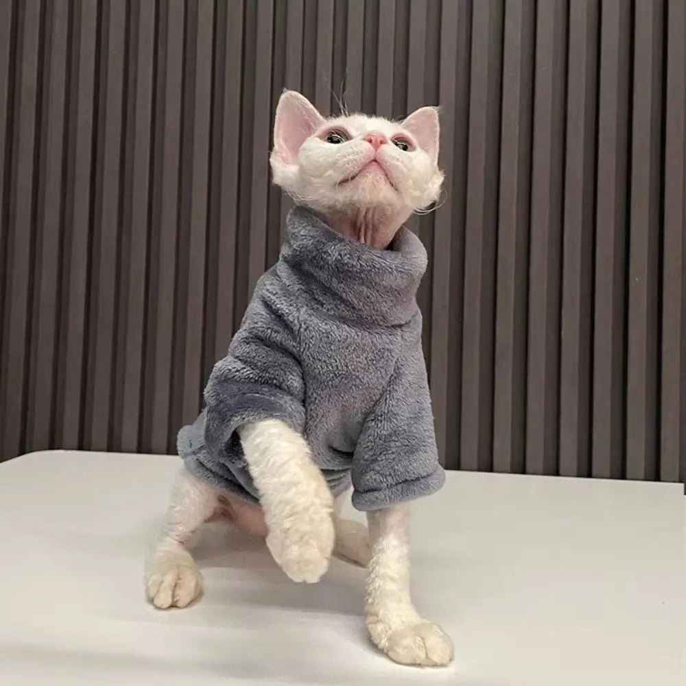 Trendy Fleece Warm Winter Puppy Clothes Fluffy Soft Cat Sweatshirt Solid Color Turtleneck Pet Supplies Chihuahua Outfits