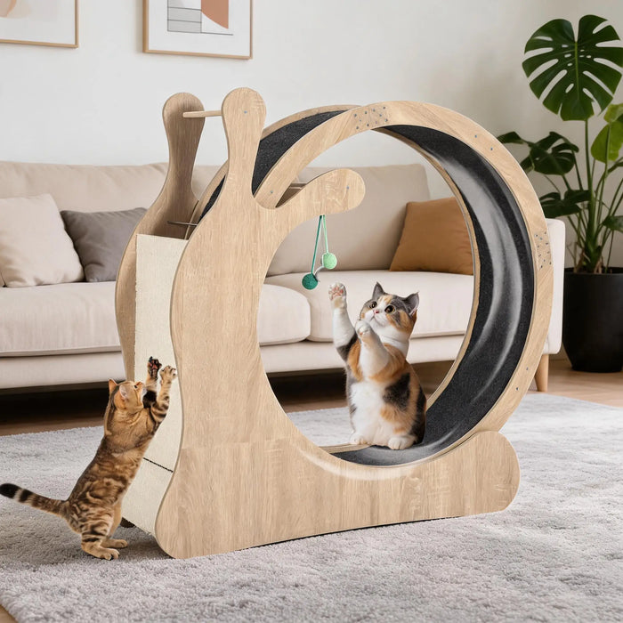 BelleVie RunArc Cat Exercise Wheel | Quiet Wood Indoor Runner