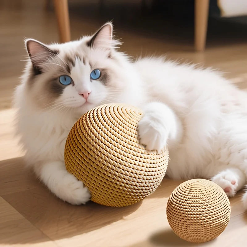 BelleVie ScratchRoll Sisal Cat Ball | 8cm Interactive Rattle Toy