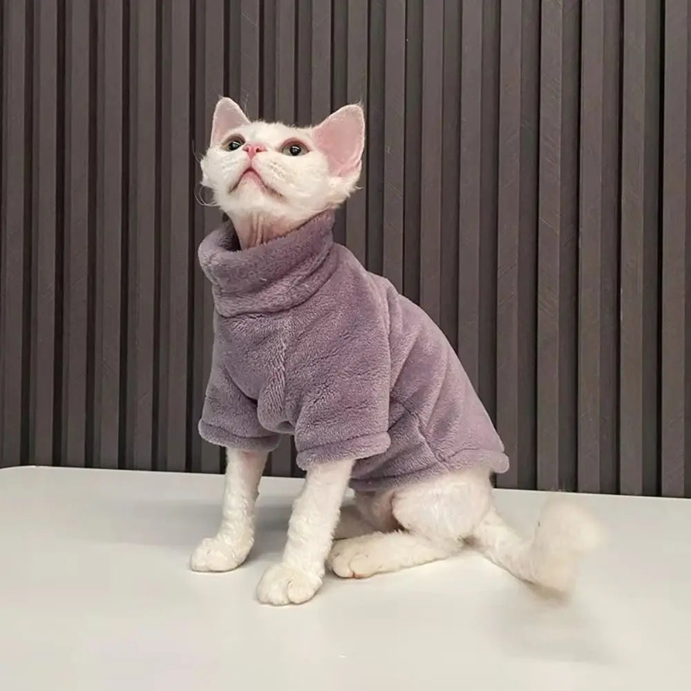 Trendy Fleece Warm Winter Puppy Clothes Fluffy Soft Cat Sweatshirt Solid Color Turtleneck Pet Supplies Chihuahua Outfits
