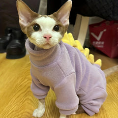 High Neck Polar Fleece Full Wrap Cat Onesie Hot Selling Autumn Warm Pet Outfit Bedroom Rest Night Sleep Hairless Cats Thin Skin