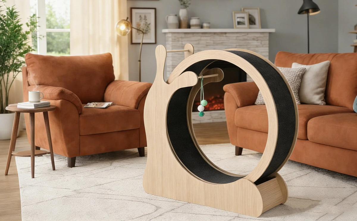 BelleVie RunArc Cat Exercise Wheel | Quiet Wood Indoor Runner