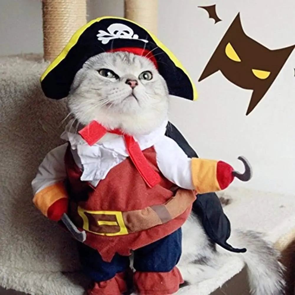 BelleVie Captain Whiskers Pirate Costume for Cats