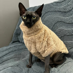 Trendy Fleece Warm Winter Puppy Clothes Fluffy Soft Cat Sweatshirt Solid Color Turtleneck Pet Supplies Chihuahua Outfits