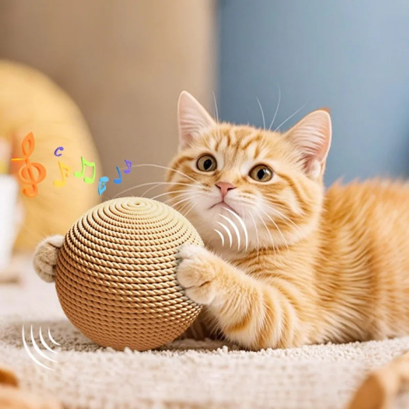 BelleVie ScratchRoll Sisal Cat Ball | 8cm Interactive Rattle Toy