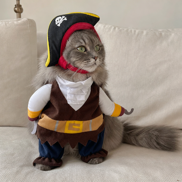 BelleVie Captain Whiskers Pirate Costume for Cats