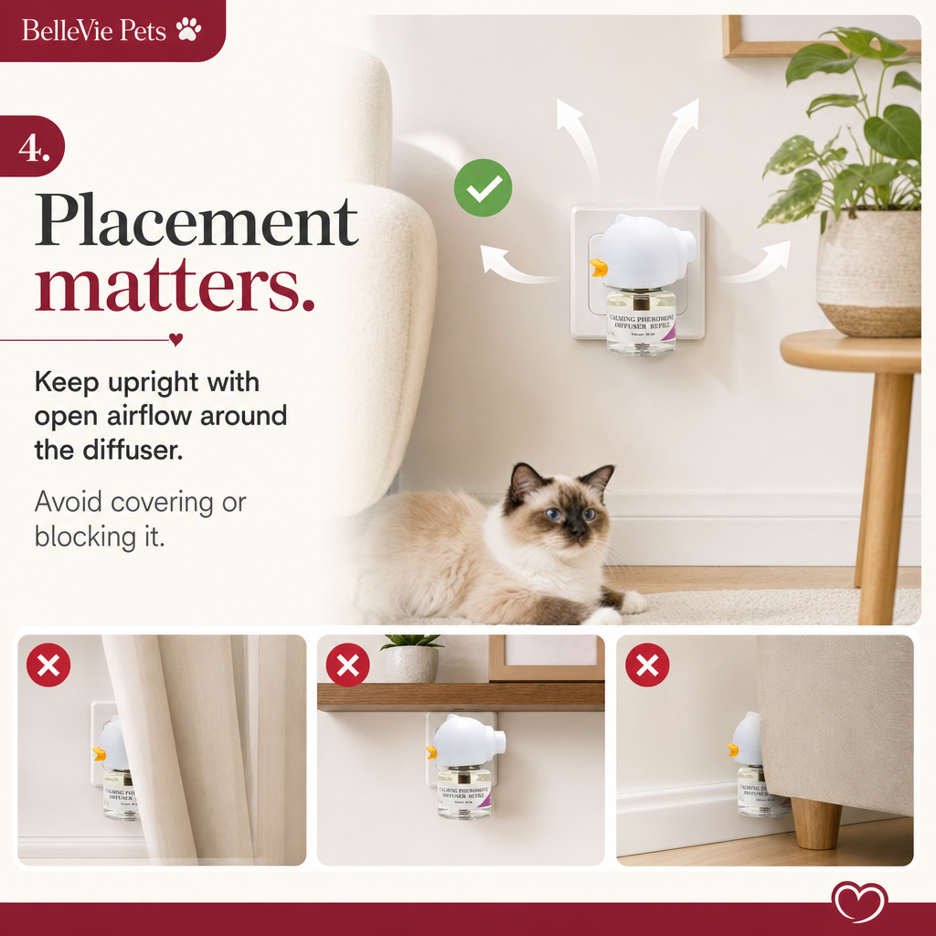 BelleVie CalmNest diffuser placement guide with open airflow