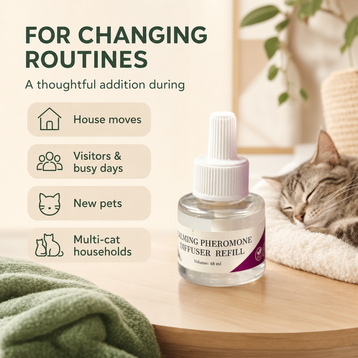 When to use CalmNest cat pheromone refill during changing home routines