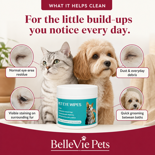 BelleVie ClearPaw pet eye wipes what they help clean
