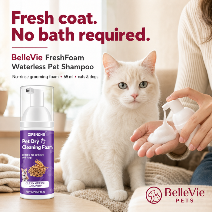BelleVie FreshFoam waterless pet shampoo hero