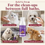 BelleVie FreshFoam waterless pet shampoo use cases
