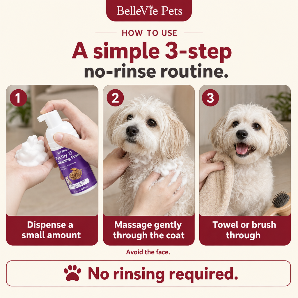 BelleVie FreshFoam Waterless Pet Shampoo | No-Rinse Grooming Foam 65ml