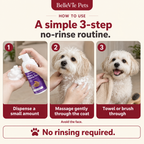 BelleVie FreshFoam three-step no-rinse pet grooming routine