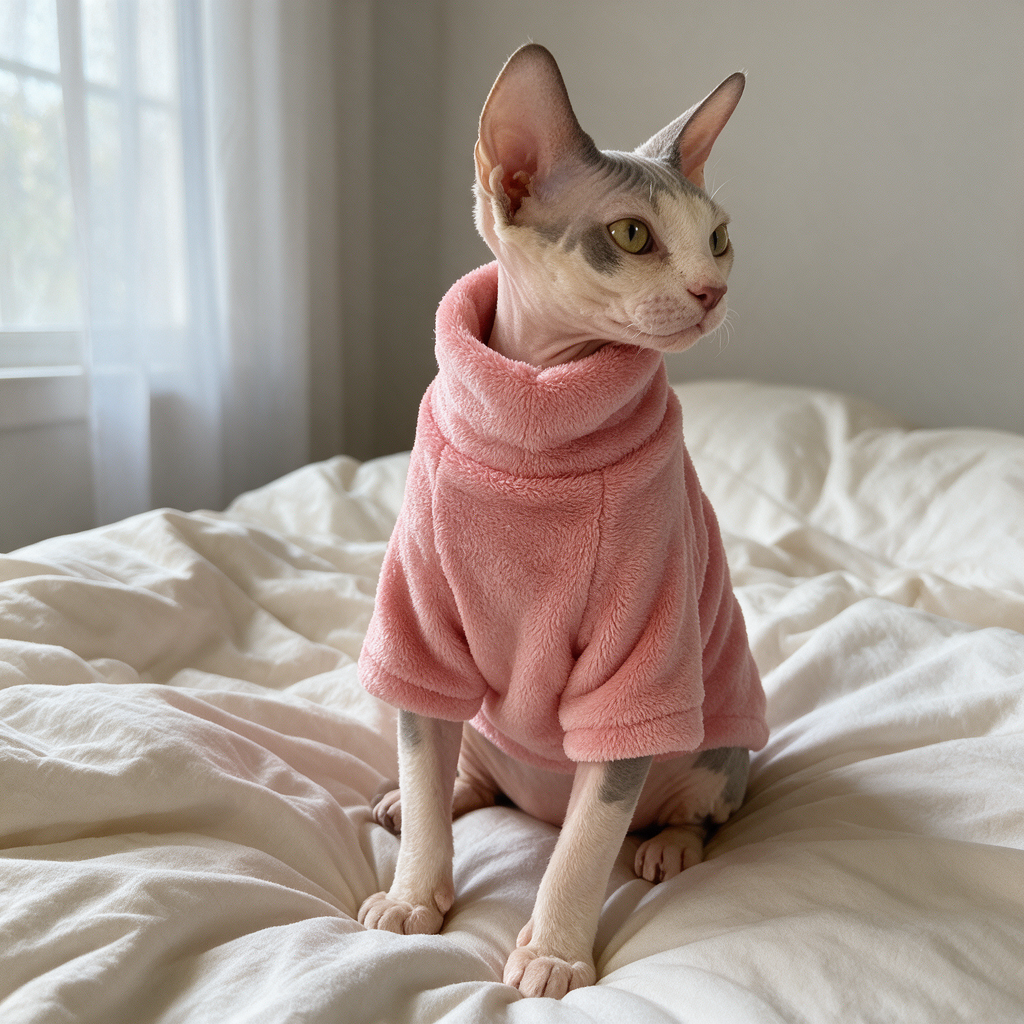 BelleVie TeddySoft fleece pet turtleneck in Pink colour, realistic indoor UGC